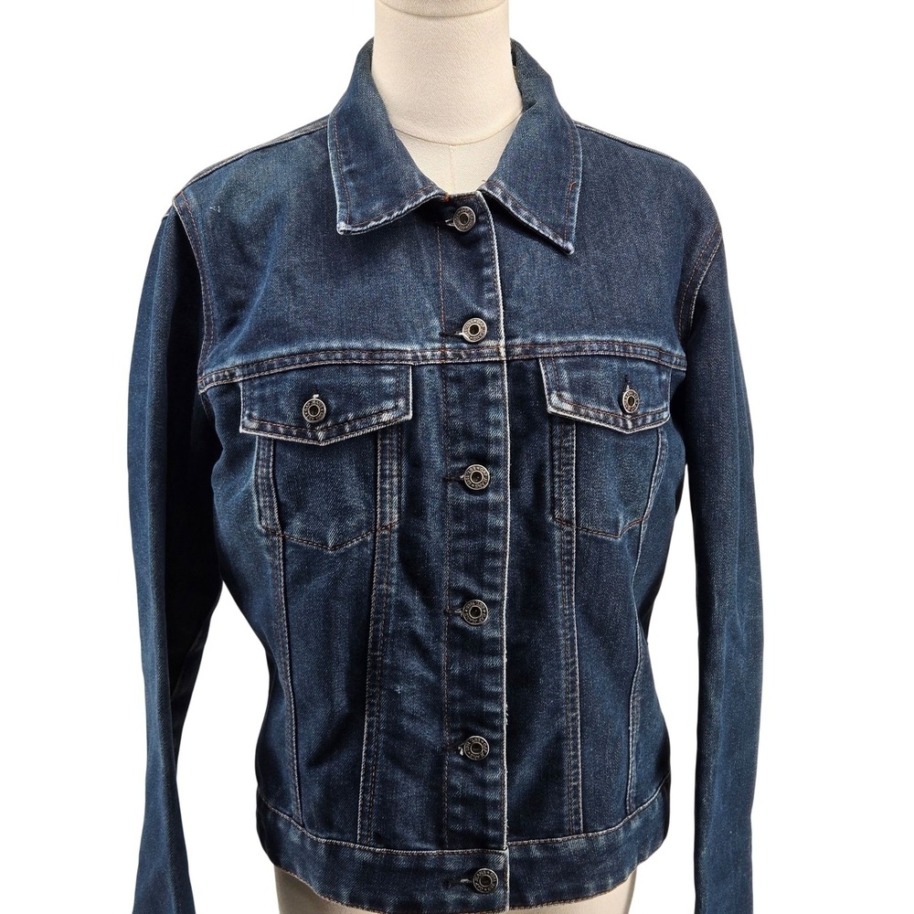 Gap Jacket Womens L Blue Denim Collared Button Front Pockets Cotton Blend